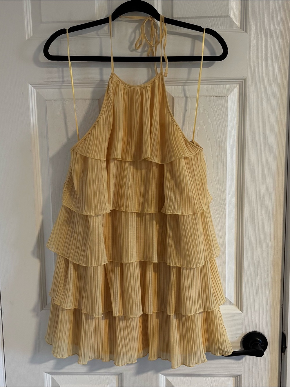 Zara Yellow Ruffle Halter Dress